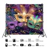 Canessioa Masquerade Prom Backdrop Retro Gold Mask Carnival Birthday Fiesta