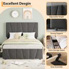 IDEALHOUSE Twin Size Bed Frame with Adjustable Headboard and 2