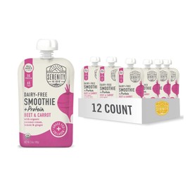 Serenity Kids Dairy-Free Smoothie + Protein Pouch, Beet & Carrot, All Ages 6+ Months, USDA Certified Organic, 3.5 Ounce (Pack of 12)