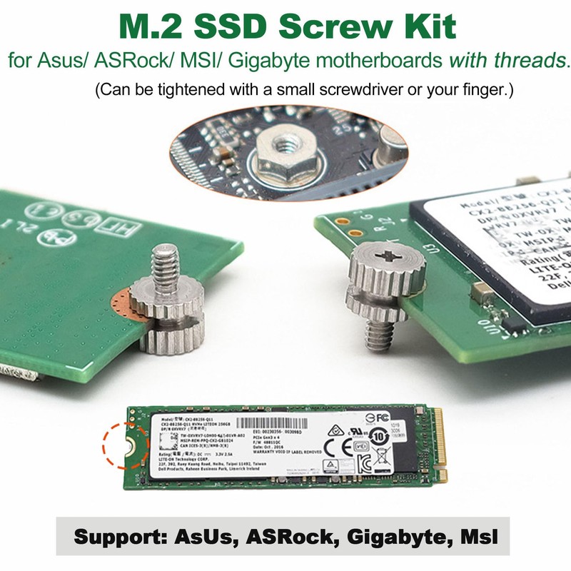 Awxlumv M.2 Screw Kit, NVMe M.2 SSD Mounting Screws for
