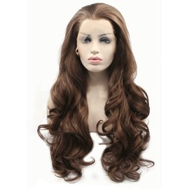 Xiweiya Mixed Brown Lace Front Wig Long Body Wave 13x3 Lace Front Brown Wig Soft Wig Free Part Natural Hairline Heat Resistant Fiber Hair High Density Wig for Women Wig 24inch