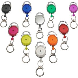 1 x Oval Yo-Yo Holder / Key Ring / Key Holder / Key Chain / Key Roll with Mounting Bracket and Spring Clip in Various Colours (Transparent Orange), transparent orange