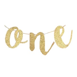 1st BaBy Birthday Banner First Birthday Decorations Burlap Banner for Boy or Girl, Glitter Gold 1st Birthday High Chair Banner - “ONE” Sign & Photo Prop for Baby’s First Birthday Party Decorations