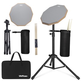 12" Adjustable Drum Practice Pad Set with Stand and Storage Bag - Grey