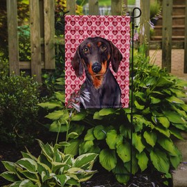 Caroline's Treasures LH9133GF Dachshund Hearts Love and Valentine's Day Portrait Garden Flag Mailbox Flag Decorative Yard Flag Banner Outside Patio Artwork Yard Flower Beds, Garden Size, Multicolor