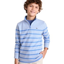 vineyard vines Boys' Breton Stripe Saltwater Quarter-Zip, Jake Blue