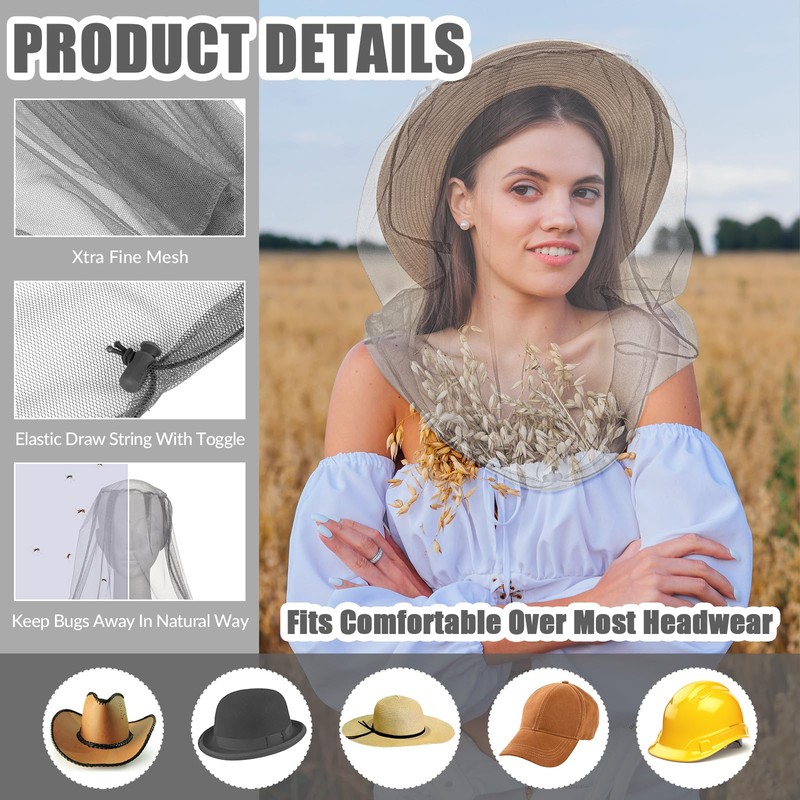 Hestya 2 Pack Mosquito Head Mesh Net Midge Insects Bugs
