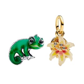 Yuscorai Chameleon And Glow-in-the-Dark Flower Duo Charms for Bracelets and Necklaces Birthdays Jewelry Women's Bead Charms Valentine's Day and Christmas Charms