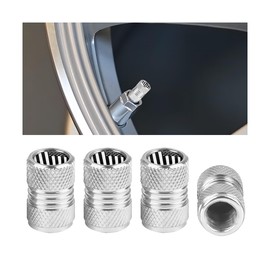 Zpana Ameican Flag Car Tire Valve Stem Caps, 4PCS Aluminum Alloy Vehicle Wheel Valve Protection Cover, Patriotic Auto Tyre Air Protector, Universal for Truck, Bicycle, Motorcycle (White/Black)