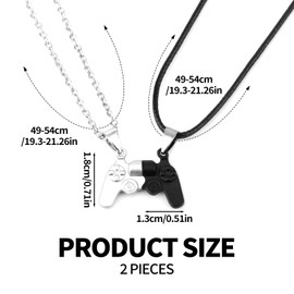 Mikovivi Pack of 2 Friendship Necklaces, Magnetic Matching Couples Necklaces Forever Jewellery Gift for Anniversary Birthday Women Men (Game Controller), Stainless Steel, No Gemstone