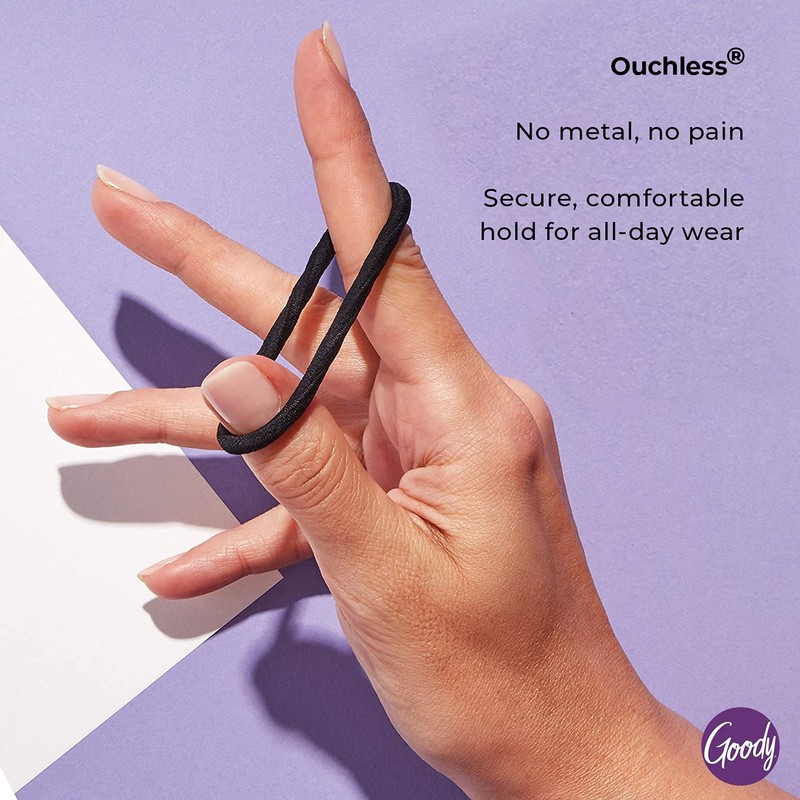 GOODY Goody Ouchless Women's Braided Elastic Thick, Black, 27 Count,