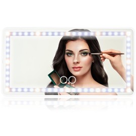 Espejo para carro, TXG Espejo con Luz Led con 3 Modos de Luz y 60 Led, Espejo de Vanidad para Auto con Control tactil,Espejo Led Recargable Apto para todo tipo de vehículos