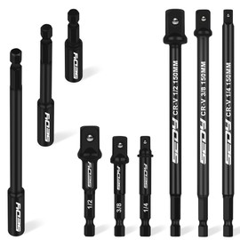 9-Piece Impact Socket Adapter Set, 1/4" 3/8" 1/2" Driver Socket Adapter, Power Drill Bit Extension, Magnetic Screwdriver Bit Holder, Socket Wrench Adapter