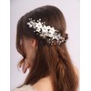 Teyglen Flower Bride Wedding Hair Clips Silver Leaf Crystal Hair