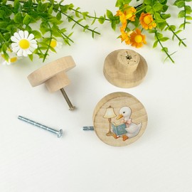 JamJam 8Pack 1.5" Wooden Decorative Cartoon Duck Knob Nursery Kids Room Cabinet Handle Dresser Knobs Closets Drawer Pulls