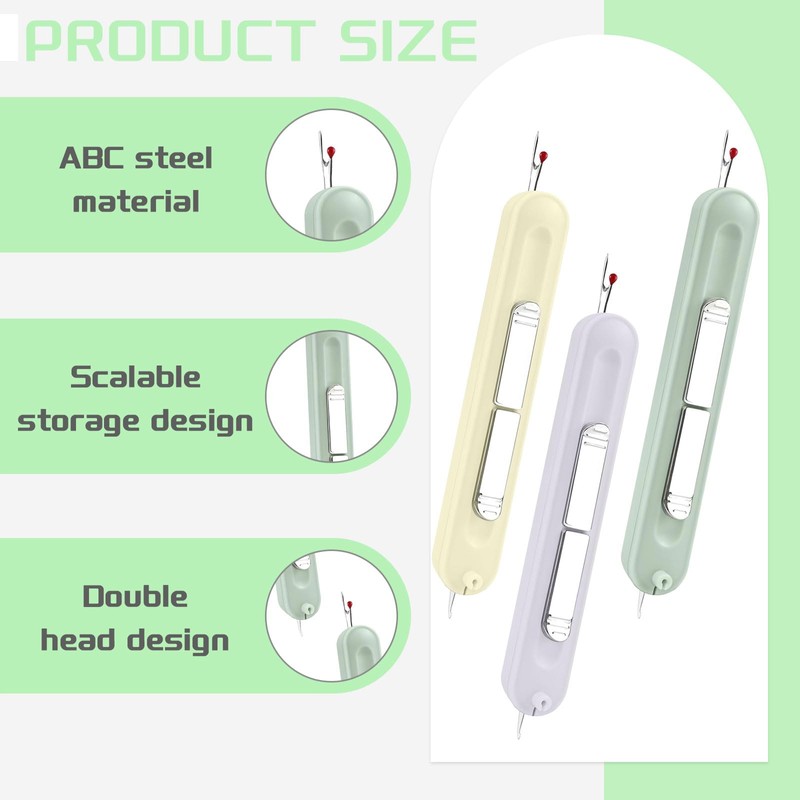 CUVZORA Pack of 3 2 in 1 Needle Threader and