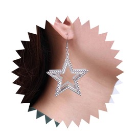 Inilbran Boho Star Dangle Earrings Vintage Double Star Drop Earrings Silver Star Hook Earrings Super Lightweight Star Earrings Jewelry for Women and Girls