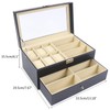 Sunglass Watch Organizer Box,Black PU Leather 6 Watch Box and