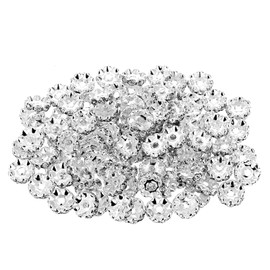 100 Pcs 12mm Rhinestone Spacer Beads for Jewelry Making for Pens Rondelle Spaced Beads Silver White Beadable Pens Beads Round Crystal Charms for DIY Bracelet Necklace Jewelry Making Supplies