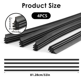 4Pcs 32" Wiper Blade Refills Windscreen Wiper Rubber Strips Universal Car Frameless Replacement Windshield Front Rear Wiper Blades Refills Parts for Most Auto Vehicle Vans Trucks Buses, Gray-black