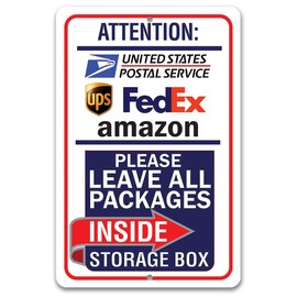 Delivery Sign for Package and Box Deliveries - Please Leave All Packages - Directional Deliveries Sign, Porch and Yard Outdoor Signage, Large 12x18 Aluminum Safe for Use Indoors or Outdoors