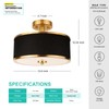 Edwarmlux 3-Light Semi Flush Mount Ceiling Light Fixture, 12.6" Gold