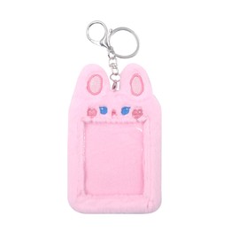 JUMISEE Cute Plush Kpop Photocard Holder with Keychain, Cartoon Bear Photo Sleeve ID Bank Credit Card Holder Protector