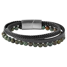 Akzent Noor 5040313 Unisex Bracelet Leather Green Tiger's Eye Magnetic Clasp, Leather, Tiger's Eye