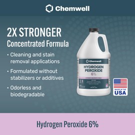 Chemwell 6% Hydrogen Peroxide - 4 Gallons (1 Gallon, 4 Pack) - Multi-Purpose Cleaner for Home, Kitchen, Bath, and Laundry - Made in USA - for Household Use