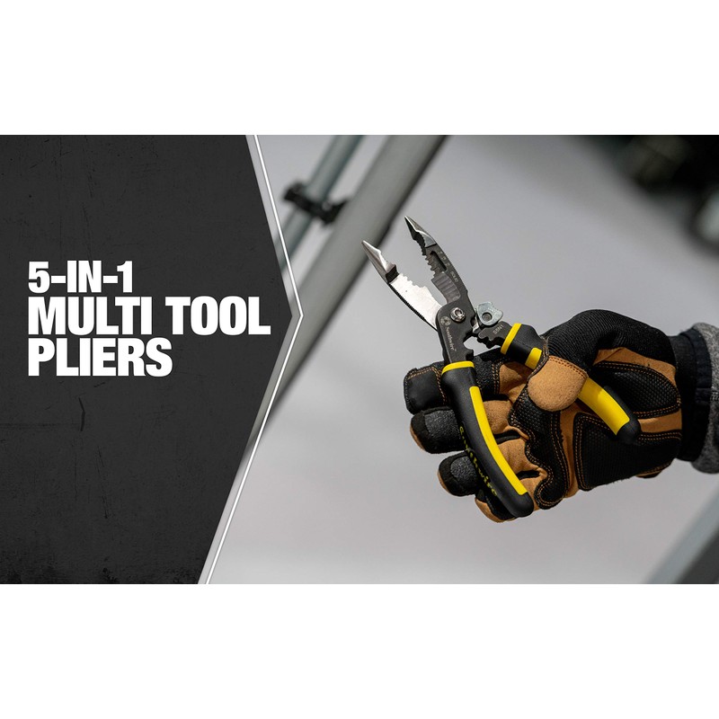 Southwire 58993940 S5N1 5-in-1 Long Nose Multi-Tool Pliers; Black/Yellow