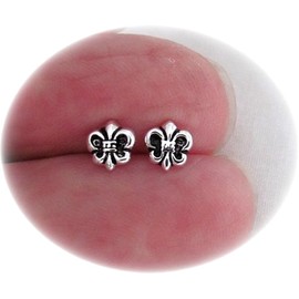 Sterling Silver 6mm fleur de lis post stud earrings. Jewelry Earrings for Women #3298FE5264