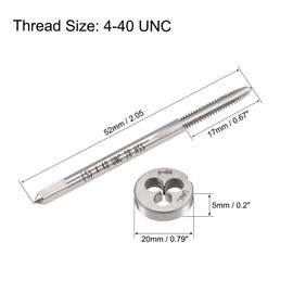 sourcing map 4-40 UNC Tap and Die Set, HSS Machine Thread Tap with Round Threading Die, Right Hand