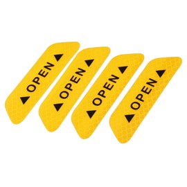X AUTOHAUX 4pcs Car Door Reflective Sticker Open Warning Safety Sign Yellow