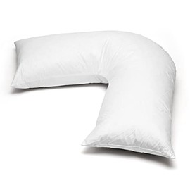 WHITE COLOR, V Shaped Pillow case, 350 THREAD COUNT, 100% COTTON SATEEN, Plain Dyed Orthopaedic, Size: 84cm x 34cm,