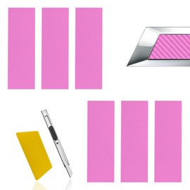 6PCS Matte Black DIY Bowtie Emblem Overlay Decals – Universal Cut-to-Fit Vinyl Wrap Stickers for Chevy Logo (11.8" x 4") - Carbon Fiber Pink