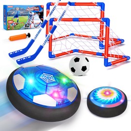 3 in 1 Hover Soccer Ball Toddler Hockey Set with LED Lights Indoor Toys for Kids Soccer for Boys 6-8 8-12 Kids Sports Soccer Games 4 5 6 7 8 9 Year Old Boy Age 4-8 Birthday Gift