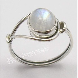 SilverStarJewel 925 Sterling Silver Oval Rainbow Moonstone Mother's Day Gifts Ring Any Size 48 to 6, Metal Gemstone, Moonstone