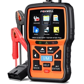 Upgraded of NT301, 2-in-1 FOXWELL NT301 Plus OBD2 Scanner Battery Tester, Professional Car Code Reader Check Engine Diagnostic Scanner Tool, 12V Automotive Cranking Charging Analyzer for 1996+ Vehicle