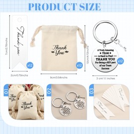Yinkin 36 Pcs Employee Appreciation Gifts for Coworker Include Thank You Coworker Keychain Drawstring Bags Thank You Cards(White)