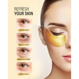 Maskiss 24k Gold Under Eye Patches (15 Pairs), Gold Eye Masks for Dark Circles Puffy Eyes Under eye Bags, Collagen Skin Care Products, Gel Eye Patches for Wrinkles and Puffiness