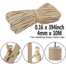 Sisal Rope for Cat Tree Climbing Frames Scratching Posts Toys - Protect Cat Claws, Natural Fiber for Scratchers, Non-Toxic DIY Handicraft (0.16 x 394inch)