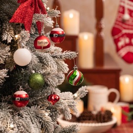 Valery Madelyn Christmas Tree Decorations 35pcs 5cm, Red Green and White Xmas Baubles Shatterproof Ball Ornaments Set