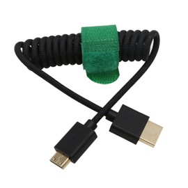 HangTon 8K 4K 60p Mini HDMI to HDMI 2.1 Braided Coiled Cable for Nikon Z5 Z6II Z7 D750 Sony CX7 SR7E Canon EOS R RP 5DIV ATOMOS Ninja V Portkeys Feelworld Video Assist Monitor Type A C