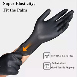 Kids Nitrile Gloves, Disposable Nitrile Gloves for kid, Children Latex Free Glove, kid Size Gove for Crafting, Painting, Cleaning - Black