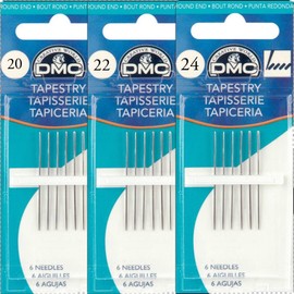 Tapestry Needles, Bundle: Sizes 20, 22 & 24 (6 needles each pack)