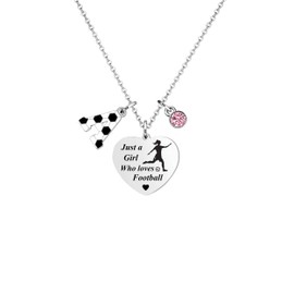 LUXYSODE Football Initial A-Z Necklace Football Gifts for Girls Football Necklace Gifts Football Players Gift Football Necklace Sliver Jewellery Birthday Christmas Graduation Gifts (A)