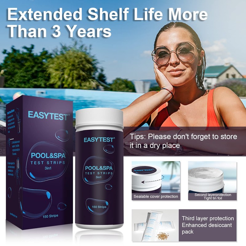 EASYTEST Hot Tub Test Strips, 150 Strips Pool and Spa
