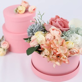 Round Gift Box Pink Gift Boxes with Lids for Presents 4 Packs Luxury Nesting Gift Boxes Small with 17ft Ribbon for Bridesmaid Valentines Mother's day Graduation