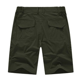 BASUDAM Men's Cargo Hiking Shorts Stretch Quick Dry Lightweight Work Shorts 6 Pockets for Camping Travel Army Green 40