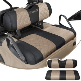 Jaxpare Golf Cart Seat Covers for EZGO TXT and RXV Golf Carts.Breathable and Washable Sandwich Mesh Air Spacer.Renew Your Golf Cart. (Beige/Black)